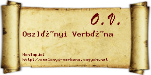 Oszlányi Verbéna névjegykártya